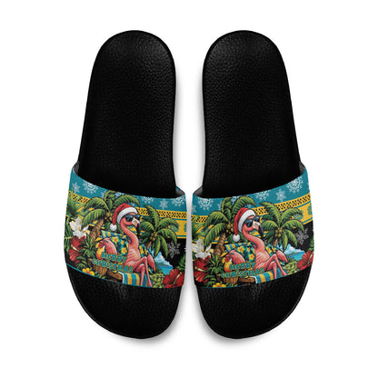 Afro-Bahamian Christmas Slide Sandals This Flamingo Needs A Beach Retreat