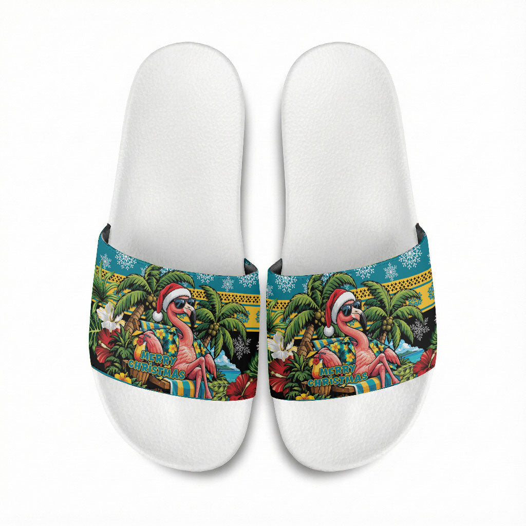 Afro-Bahamian Christmas Slide Sandals This Flamingo Needs A Beach Retreat
