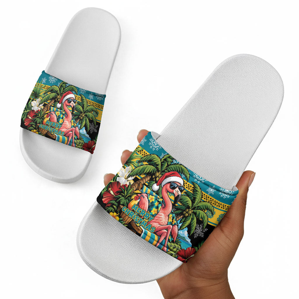 Afro-Bahamian Christmas Slide Sandals This Flamingo Needs A Beach Retreat