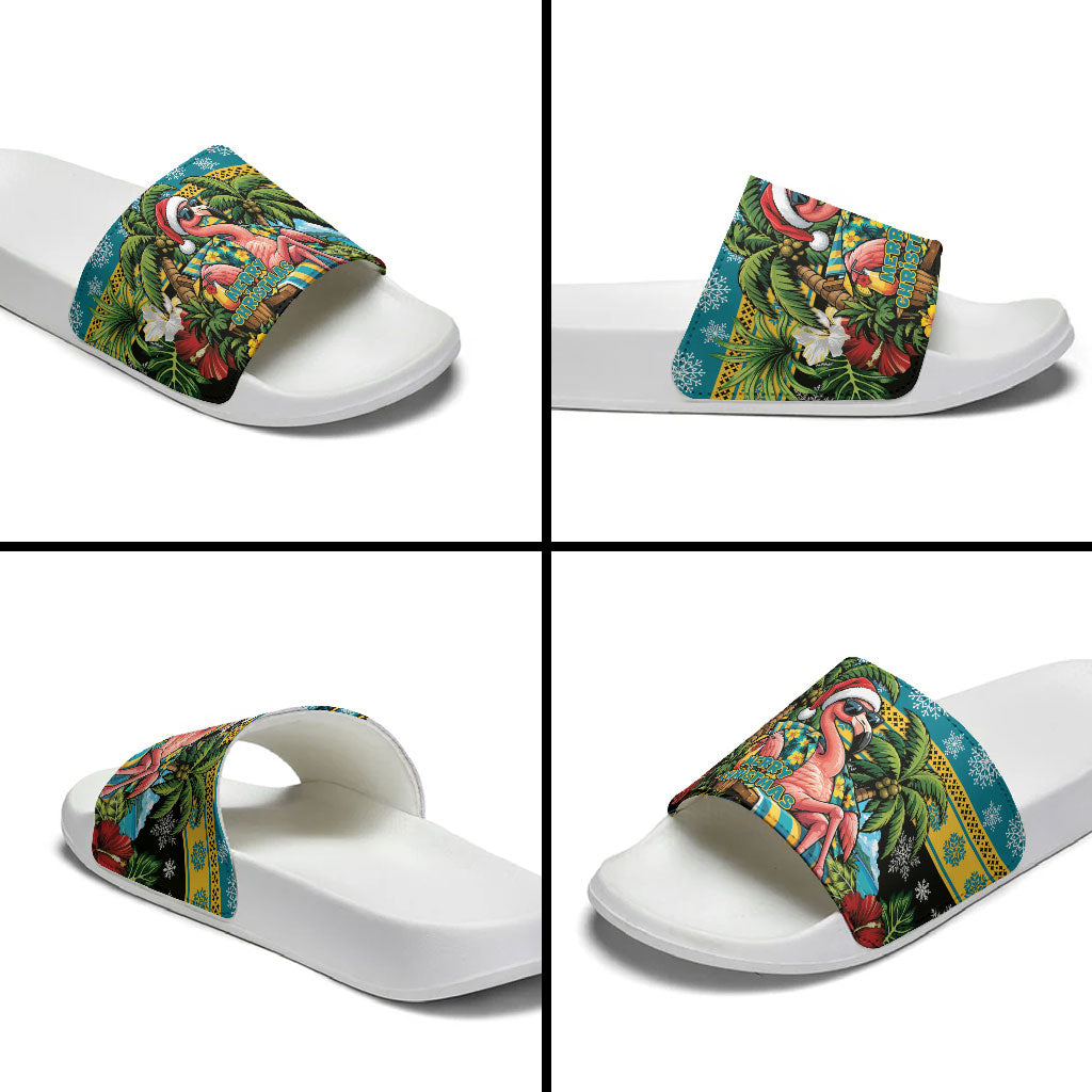 Afro-Bahamian Christmas Slide Sandals This Flamingo Needs A Beach Retreat