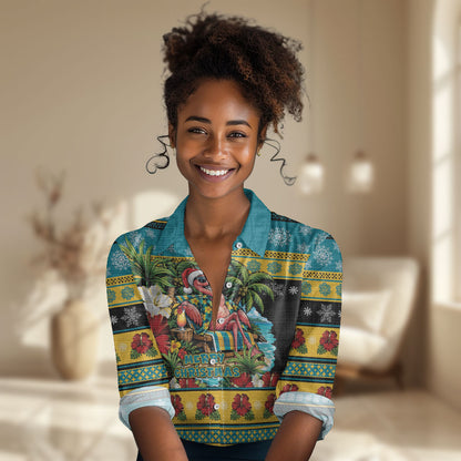 Afro-Bahamian Christmas Women Casual Shirt This Flamingo Needs A Beach Retreat