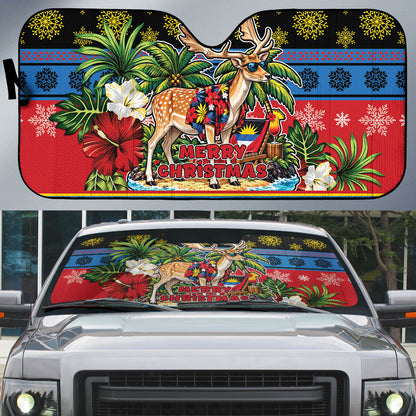 Afro-Antiguan and Barbudan Christmas Auto Sun Shade This Fallow Deer Needs A Beach Retreat