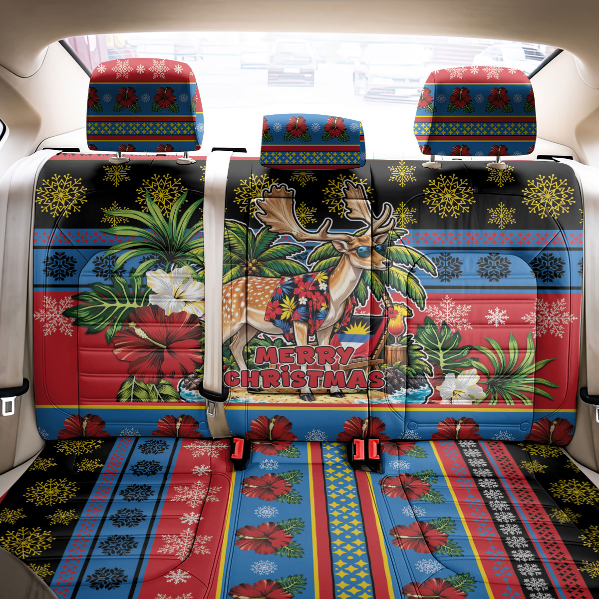 Afro-Antiguan and Barbudan Christmas Back Car Seat Cover This Fallow Deer Needs A Beach Retreat