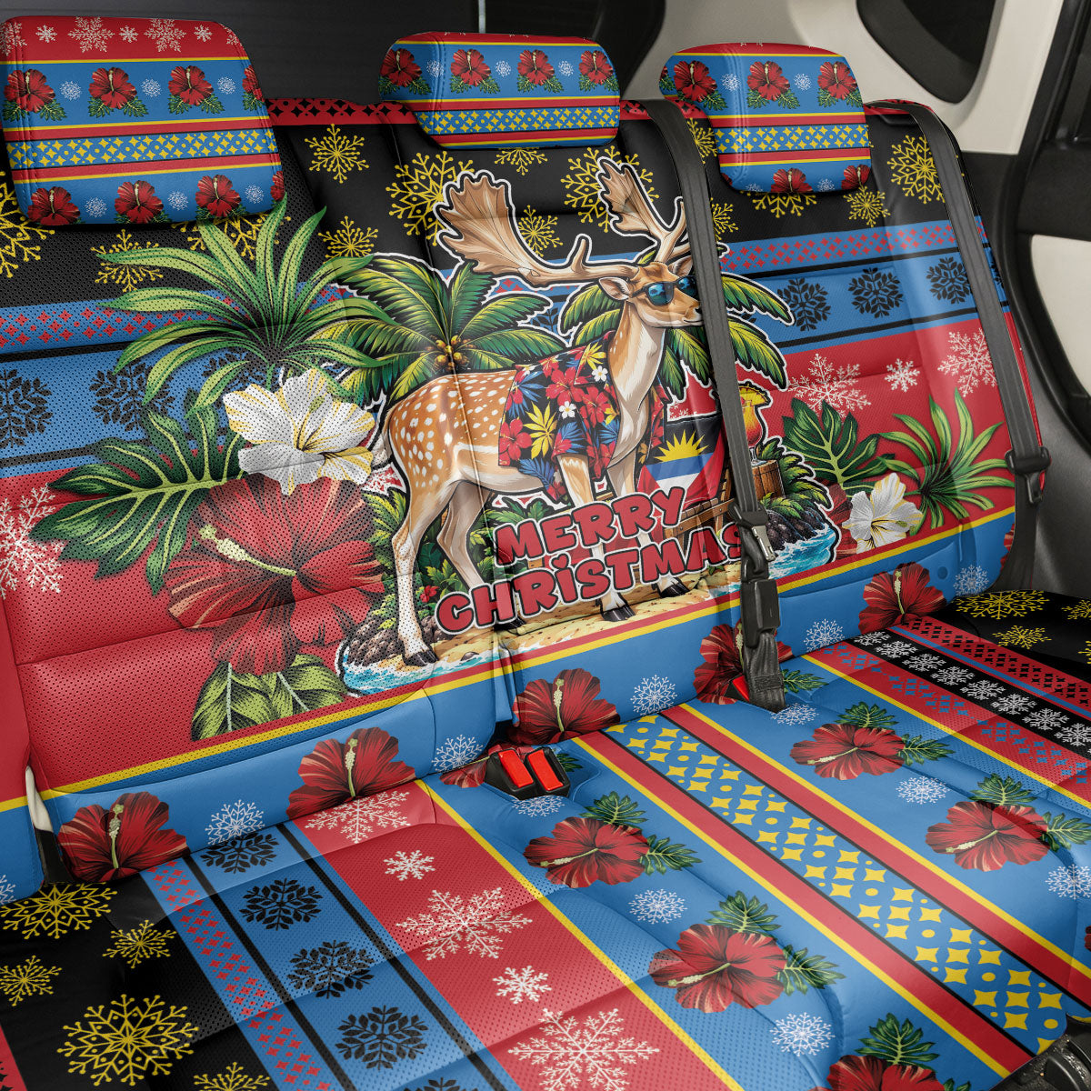 Afro-Antiguan and Barbudan Christmas Back Car Seat Cover This Fallow Deer Needs A Beach Retreat