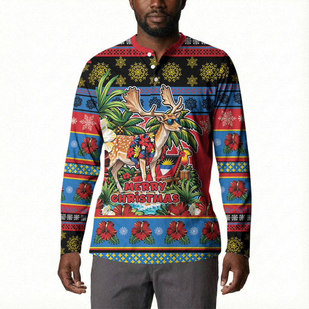Afro-Antiguan and Barbudan Christmas Button Sweatshirt This Fallow Deer Needs A Beach Retreat