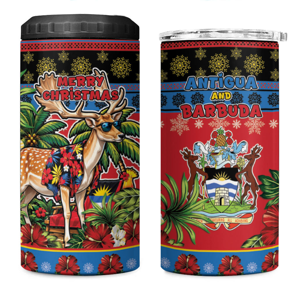 Afro-Antiguan and Barbudan Christmas 4 in 1 Can Cooler Tumbler This Fallow Deer Needs A Beach Retreat