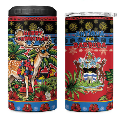 Afro-Antiguan and Barbudan Christmas 4 in 1 Can Cooler Tumbler This Fallow Deer Needs A Beach Retreat