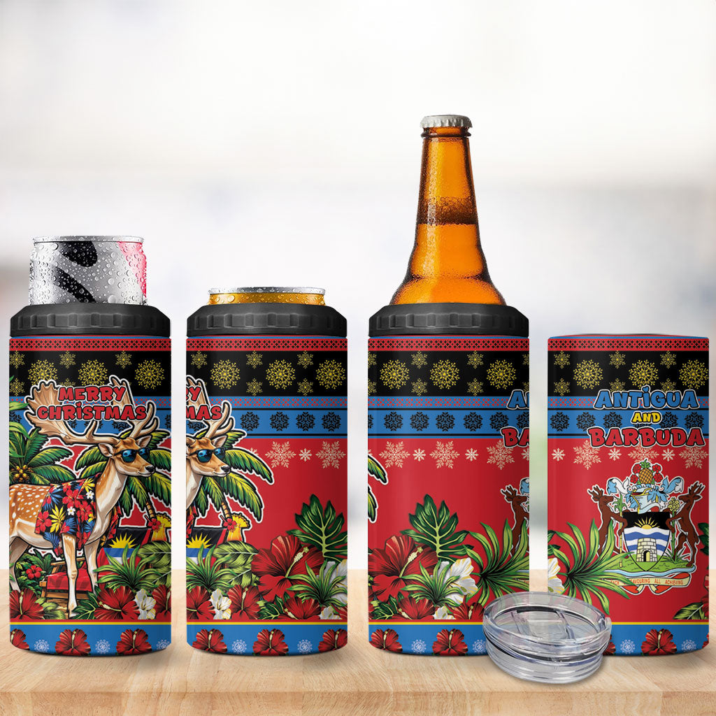 Afro-Antiguan and Barbudan Christmas 4 in 1 Can Cooler Tumbler This Fallow Deer Needs A Beach Retreat