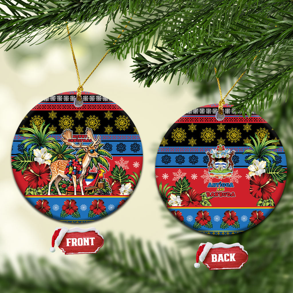 Afro-Antiguan and Barbudan Christmas Ceramic Ornament This Fallow Deer Needs A Beach Retreat