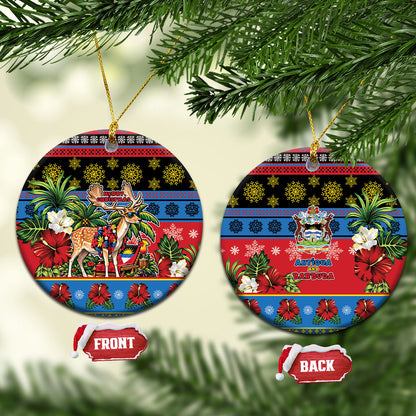 Afro-Antiguan and Barbudan Christmas Ceramic Ornament This Fallow Deer Needs A Beach Retreat
