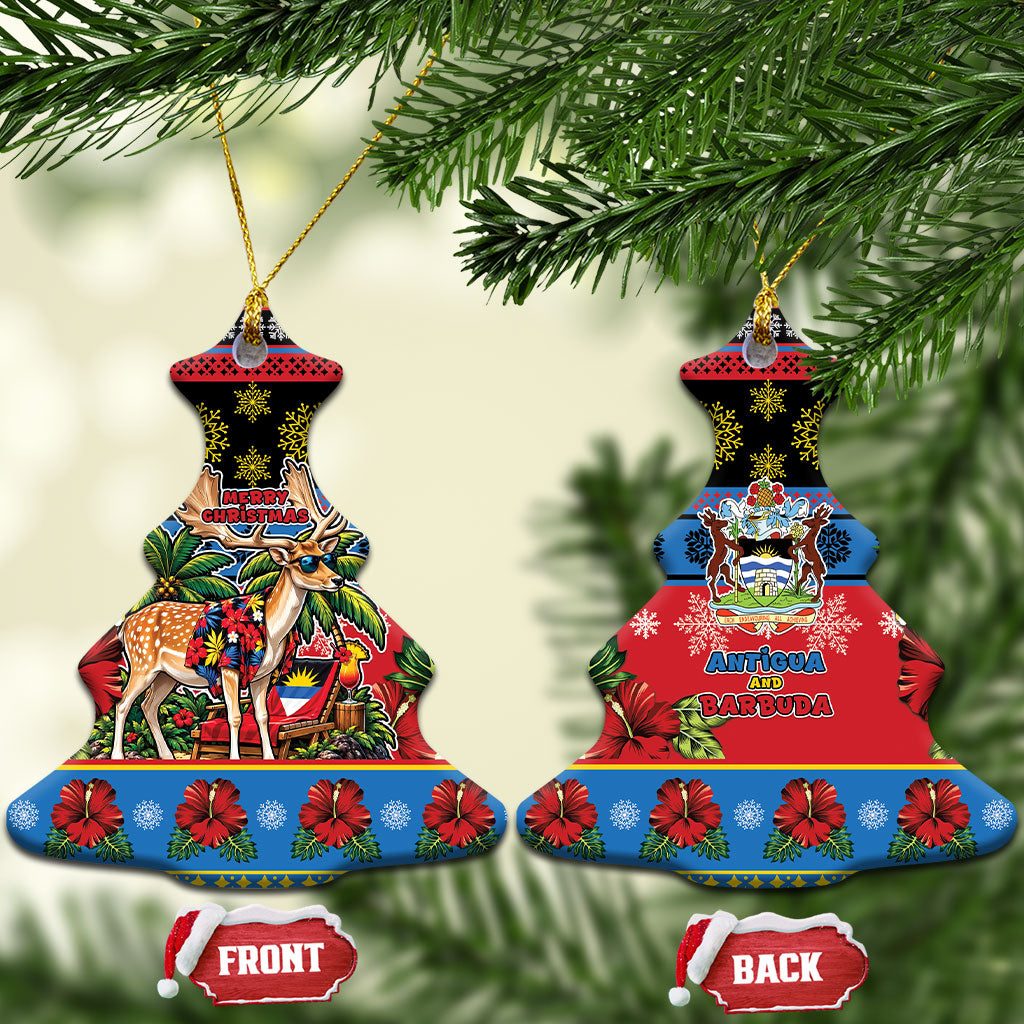 Afro-Antiguan and Barbudan Christmas Ceramic Ornament This Fallow Deer Needs A Beach Retreat