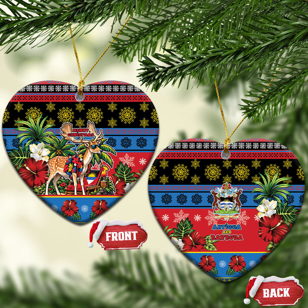 Afro-Antiguan and Barbudan Christmas Ceramic Ornament This Fallow Deer Needs A Beach Retreat