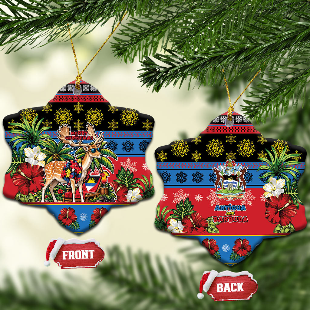 Afro-Antiguan and Barbudan Christmas Ceramic Ornament This Fallow Deer Needs A Beach Retreat