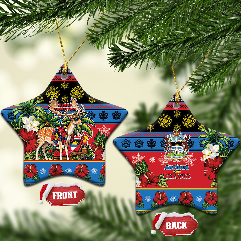 Afro-Antiguan and Barbudan Christmas Ceramic Ornament This Fallow Deer Needs A Beach Retreat