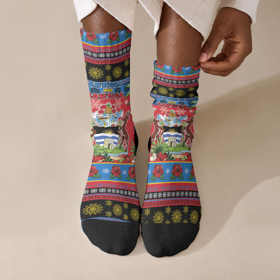Afro-Antiguan and Barbudan Christmas Crew Socks This Fallow Deer Needs A Beach Retreat