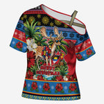Afro-Antiguan and Barbudan Christmas Cross Shoulder Shirt This Fallow Deer Needs A Beach Retreat