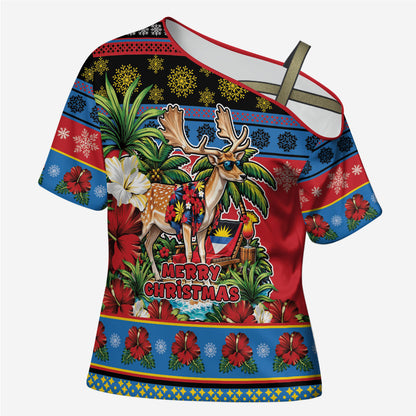 Afro-Antiguan and Barbudan Christmas Cross Shoulder Shirt This Fallow Deer Needs A Beach Retreat