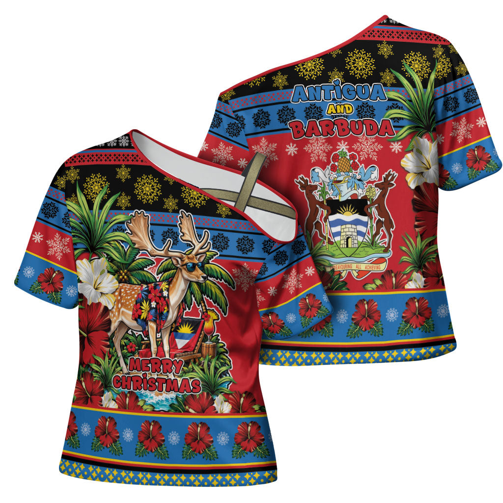 Afro-Antiguan and Barbudan Christmas Cross Shoulder Shirt This Fallow Deer Needs A Beach Retreat