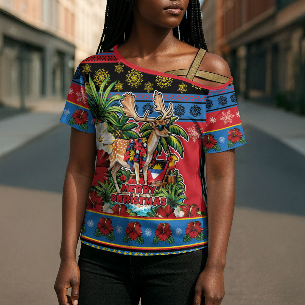 Afro-Antiguan and Barbudan Christmas Cross Shoulder Shirt This Fallow Deer Needs A Beach Retreat
