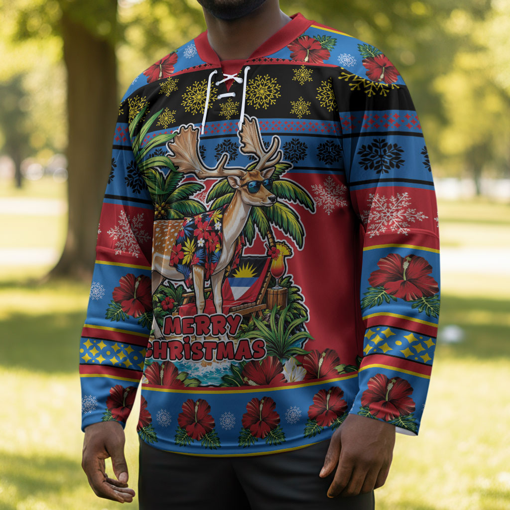 Afro-Antiguan and Barbudan Christmas Hockey Jersey This Fallow Deer Needs A Beach Retreat