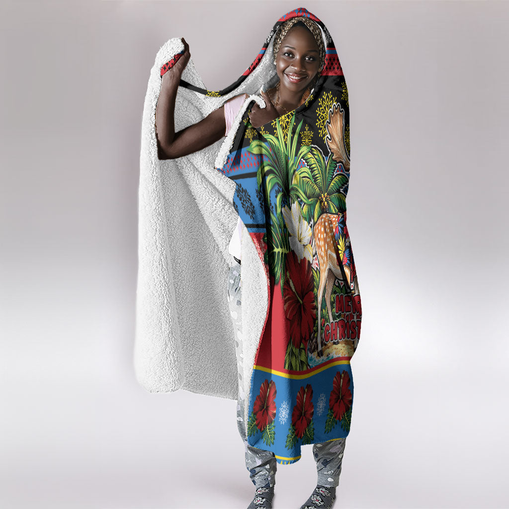 Afro-Antiguan and Barbudan Christmas Hooded Blanket This Fallow Deer Needs A Beach Retreat