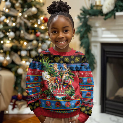 Afro-Antiguan and Barbudan Christmas Kid Ugly Christmas Sweater This Fallow Deer Needs A Beach Retreat
