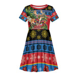 Afro-Antiguan and Barbudan Christmas Kid Short Sleeve Dress This Fallow Deer Needs A Beach Retreat