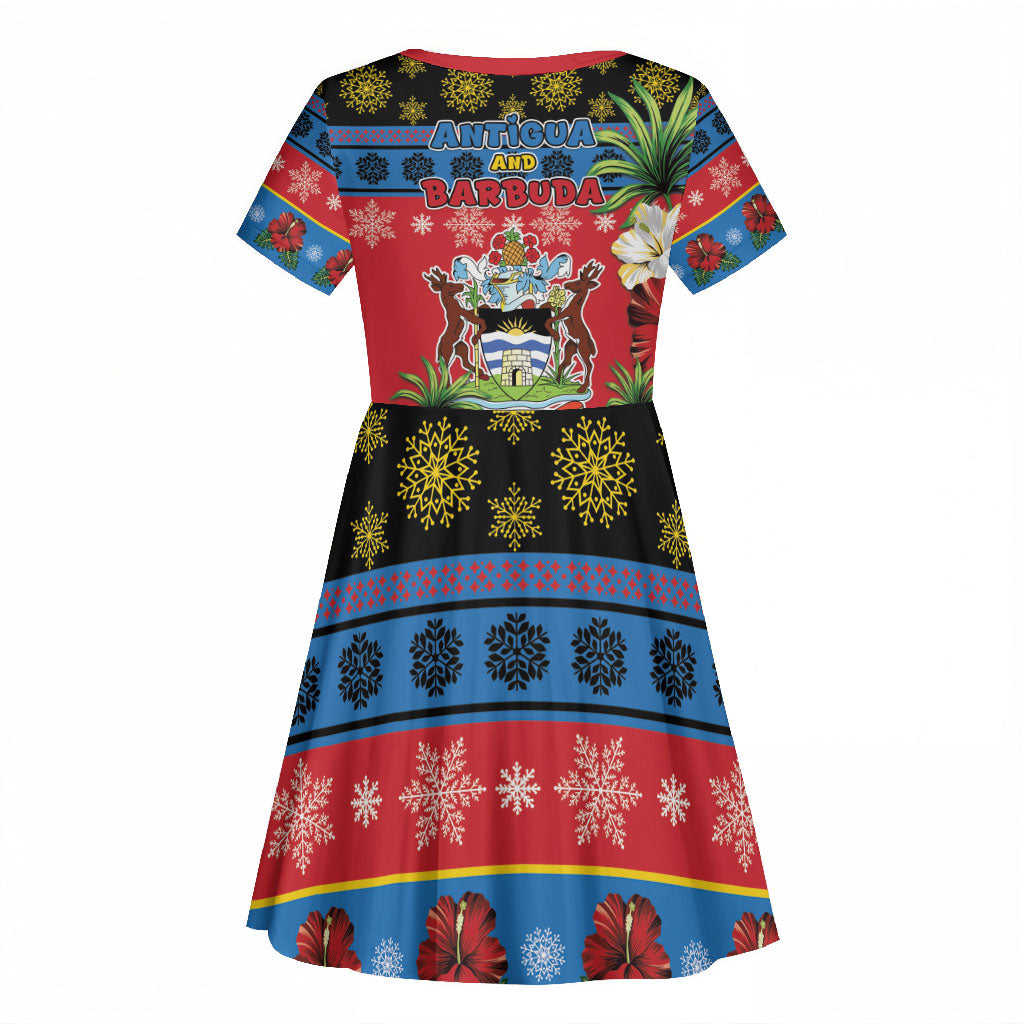 Afro-Antiguan and Barbudan Christmas Kid Short Sleeve Dress This Fallow Deer Needs A Beach Retreat