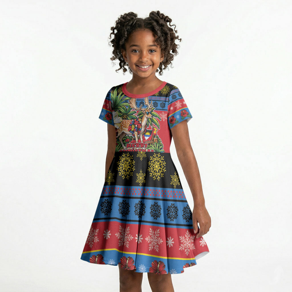 Afro-Antiguan and Barbudan Christmas Kid Short Sleeve Dress This Fallow Deer Needs A Beach Retreat
