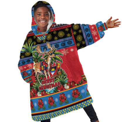 Afro-Antiguan and Barbudan Christmas Kid Wearable Blanket Hoodie This Fallow Deer Needs A Beach Retreat