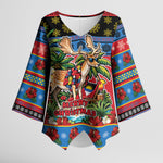 Afro-Antiguan and Barbudan Christmas Kimono Sleeve Blouse This Fallow Deer Needs A Beach Retreat