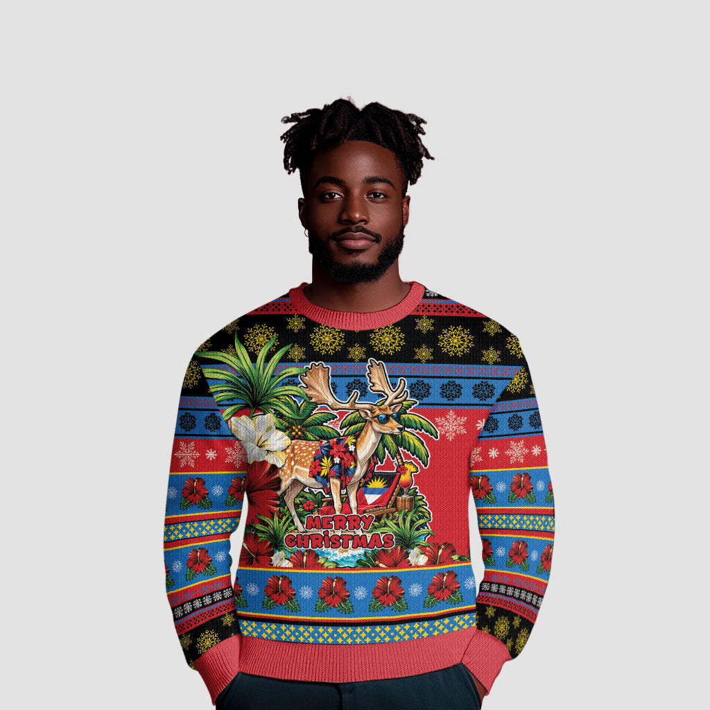 Afro-Antiguan and Barbudan Christmas Ugly Christmas Sweater This Fallow Deer Needs A Beach Retreat