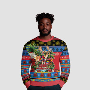 Afro-Antiguan and Barbudan Christmas Ugly Christmas Sweater This Fallow Deer Needs A Beach Retreat