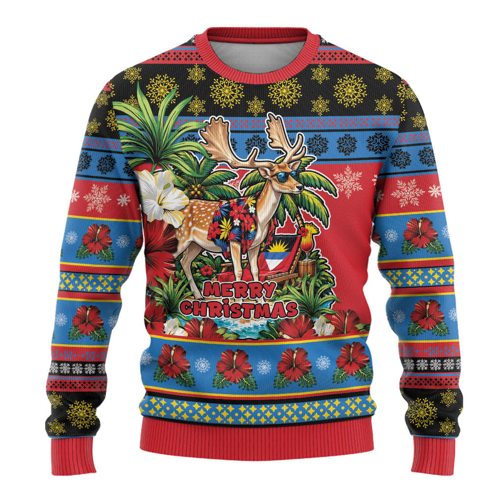 Afro-Antiguan and Barbudan Christmas Ugly Christmas Sweater This Fallow Deer Needs A Beach Retreat