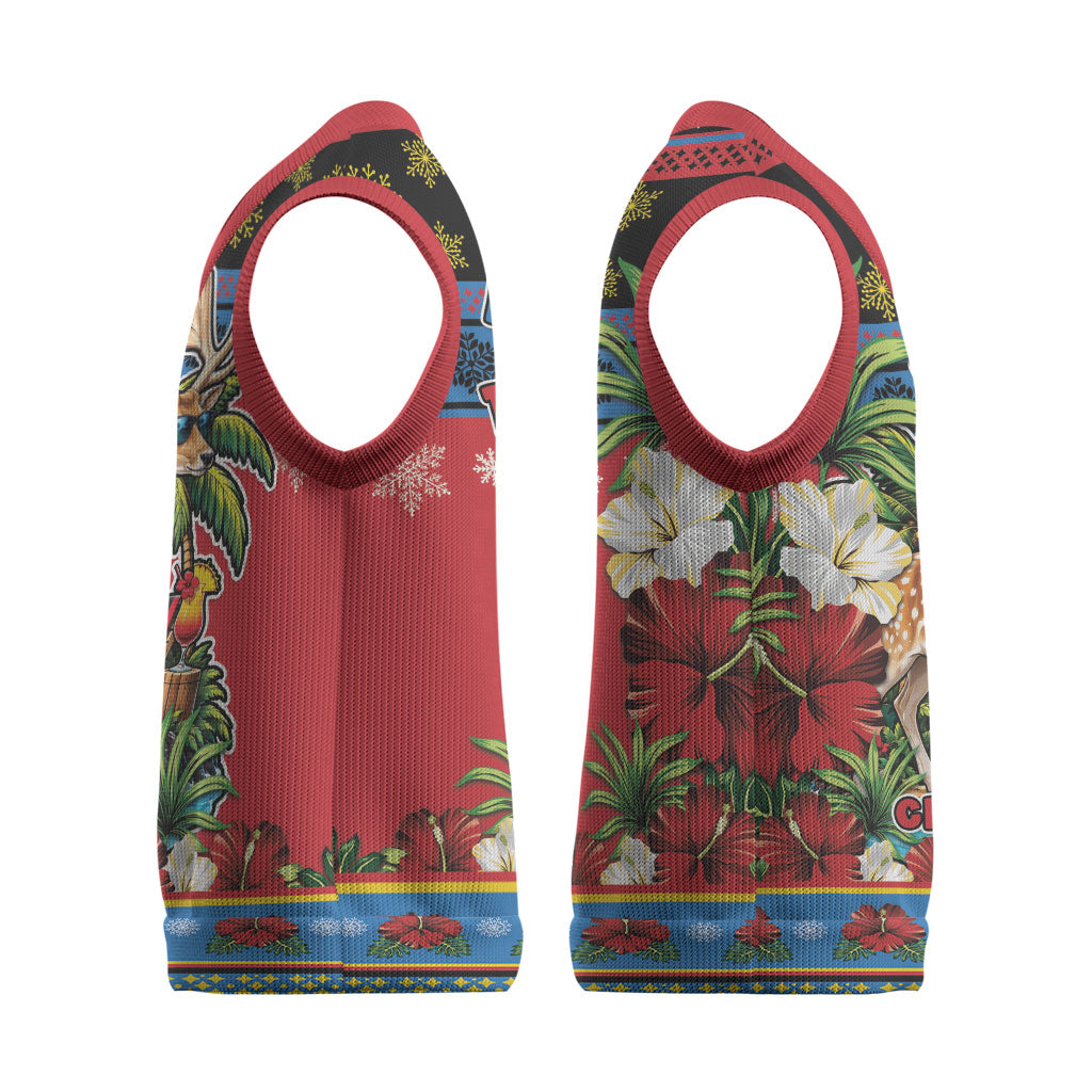 Afro-Antiguan and Barbudan Christmas Knitted V-Neck Vest This Fallow Deer Needs A Beach Retreat