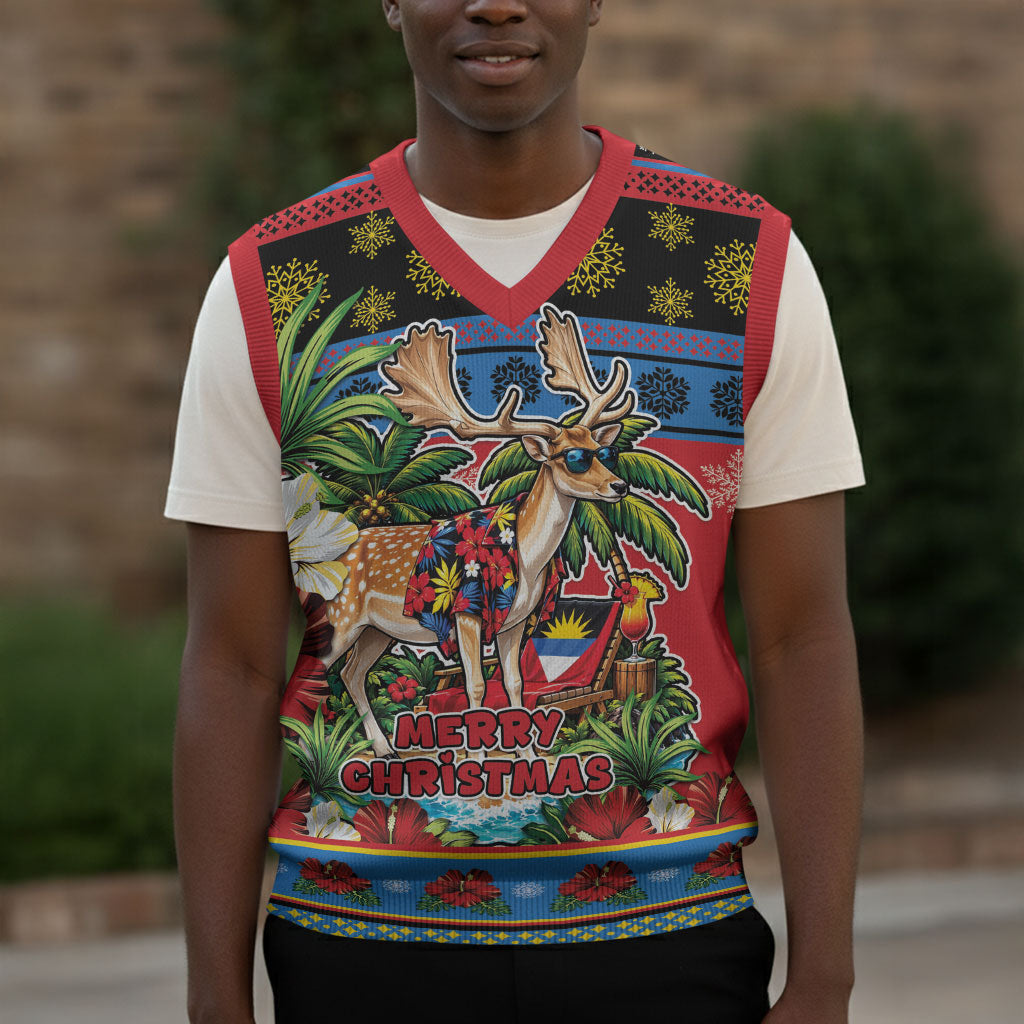 Afro-Antiguan and Barbudan Christmas Knitted V-Neck Vest This Fallow Deer Needs A Beach Retreat