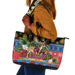 Afro-Antiguan and Barbudan Christmas Leather Tote Bag This Fallow Deer Needs A Beach Retreat