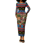 Afro-Antiguan and Barbudan Christmas Long Sleeve Bodycon Dress This Fallow Deer Needs A Beach Retreat