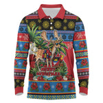 Afro-Antiguan and Barbudan Christmas Long Sleeve Polo Shirt This Fallow Deer Needs A Beach Retreat