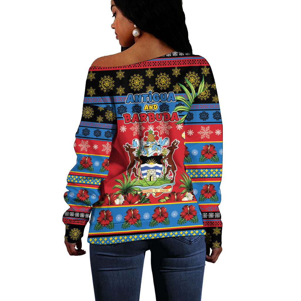 Afro-Antiguan and Barbudan Christmas Off Shoulder Sweater This Fallow Deer Needs A Beach Retreat