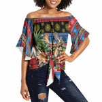 Afro-Antiguan and Barbudan Christmas Off Shoulder Wrap Waist Top This Fallow Deer Needs A Beach Retreat