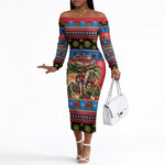 Afro-Antiguan and Barbudan Christmas Off The Shoulder Long Sleeve Dress This Fallow Deer Needs A Beach Retreat