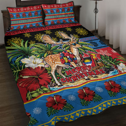 Afro-Antiguan and Barbudan Christmas Quilt Bed Set This Fallow Deer Needs A Beach Retreat