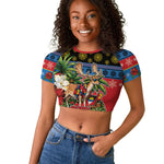 Afro-Antiguan and Barbudan Christmas Raglan Cropped T shirt This Fallow Deer Needs A Beach Retreat