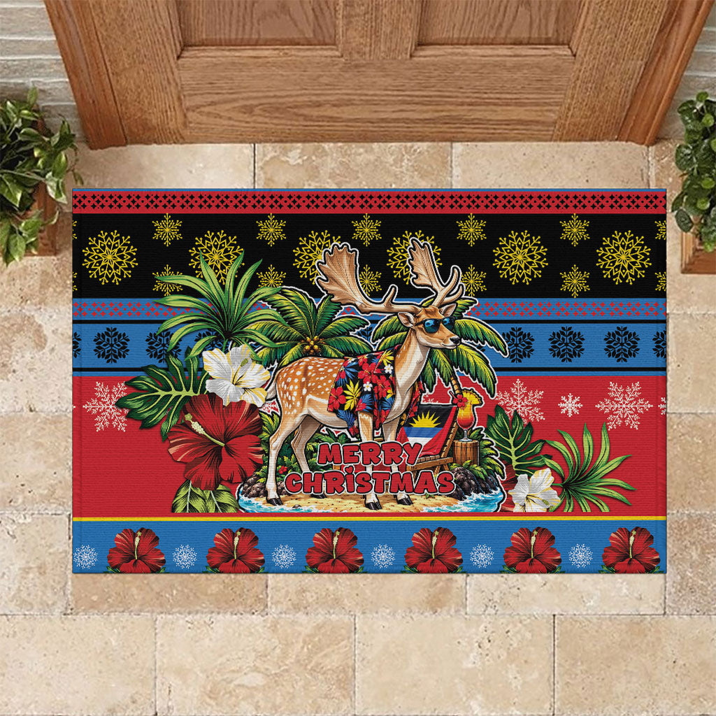 Afro-Antiguan and Barbudan Christmas Rubber Doormat This Fallow Deer Needs A Beach Retreat