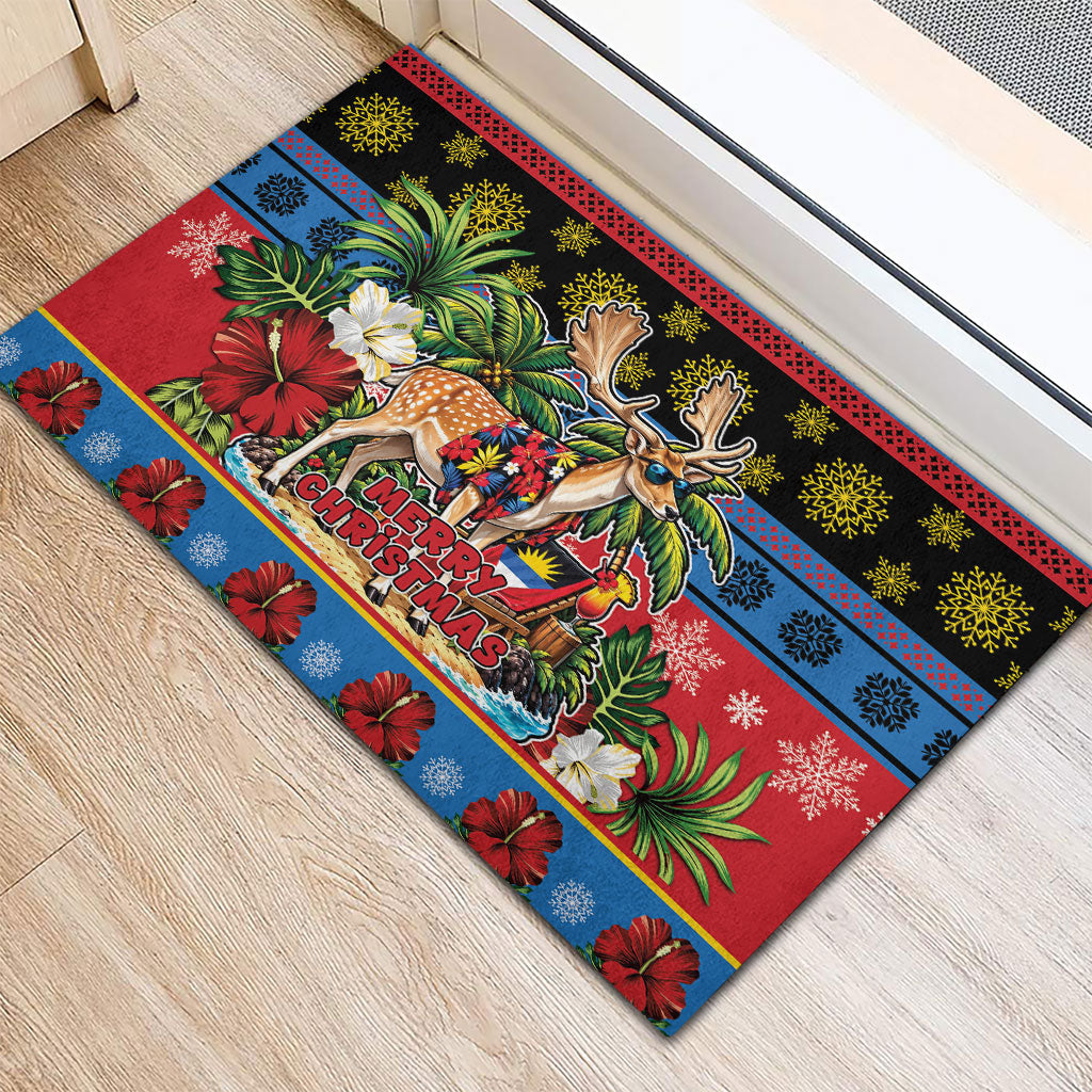 Afro-Antiguan and Barbudan Christmas Rubber Doormat This Fallow Deer Needs A Beach Retreat