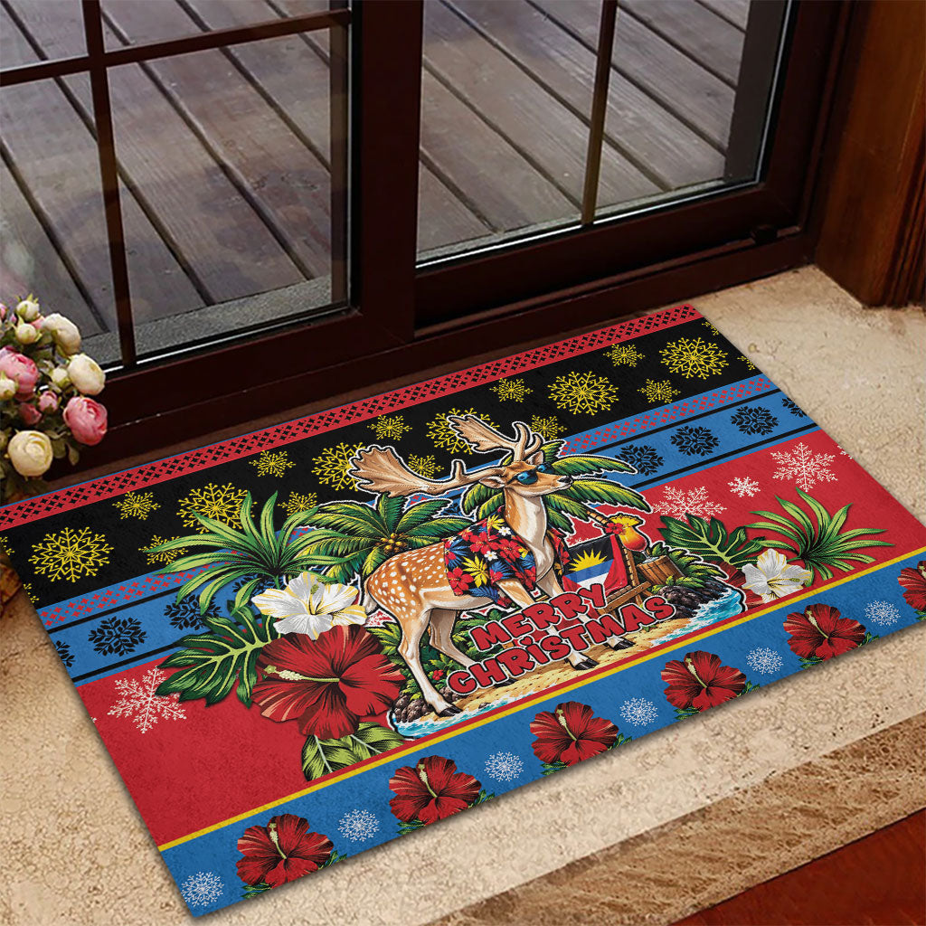 Afro-Antiguan and Barbudan Christmas Rubber Doormat This Fallow Deer Needs A Beach Retreat