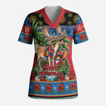 Afro-Antiguan and Barbudan Christmas Scrub Top This Fallow Deer Needs A Beach Retreat