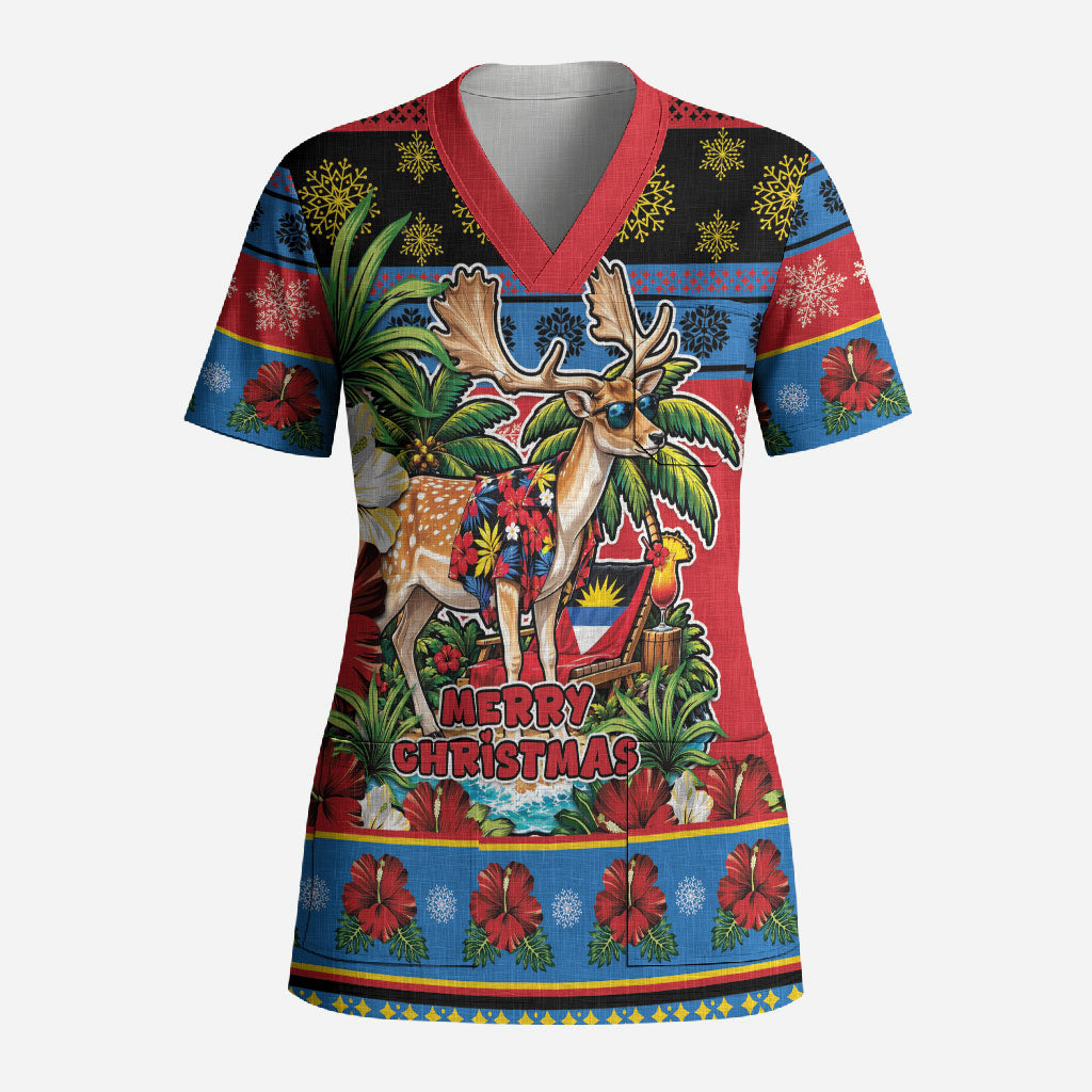 Afro-Antiguan and Barbudan Christmas Scrub Top This Fallow Deer Needs A Beach Retreat