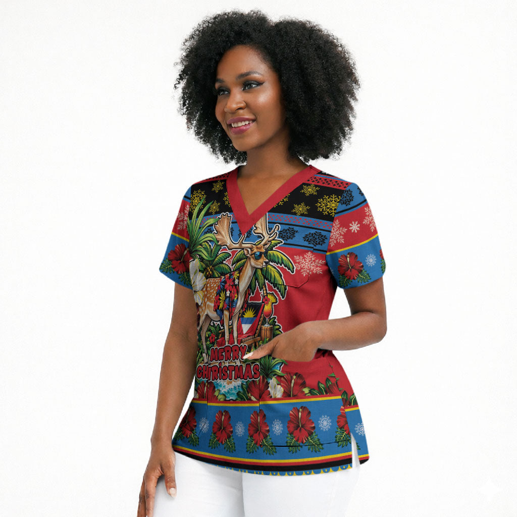 Afro-Antiguan and Barbudan Christmas Scrub Top This Fallow Deer Needs A Beach Retreat